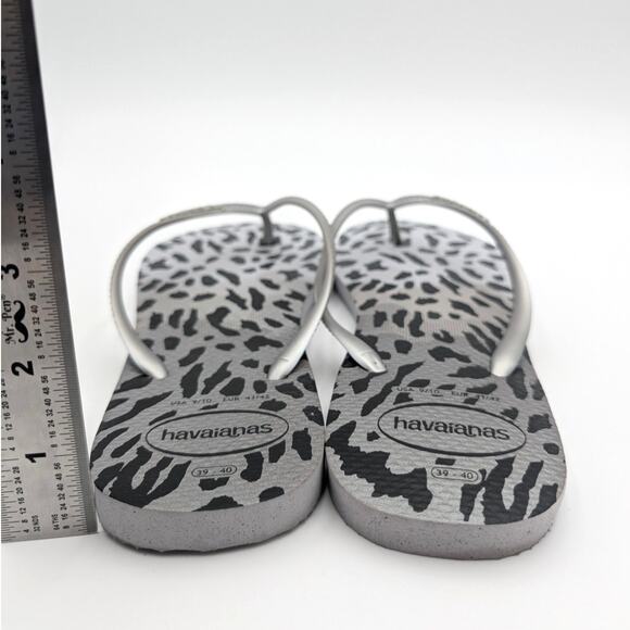 Havaianas Animal Print Slim Flip Flop Sandals Women's Gray Size US9/10 EU41/42 - Picture 5 of 9